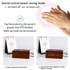Réveil LED avec finition bois et chargeur sans fil intégré