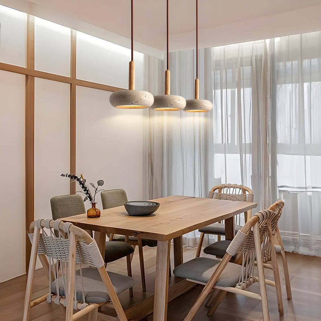 Lampada a sospensione in travertino LustreStone per ogni stanza, luce calda