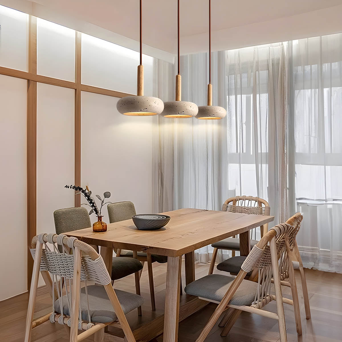 Lampada a sospensione in travertino LustreStone per ogni stanza, luce calda