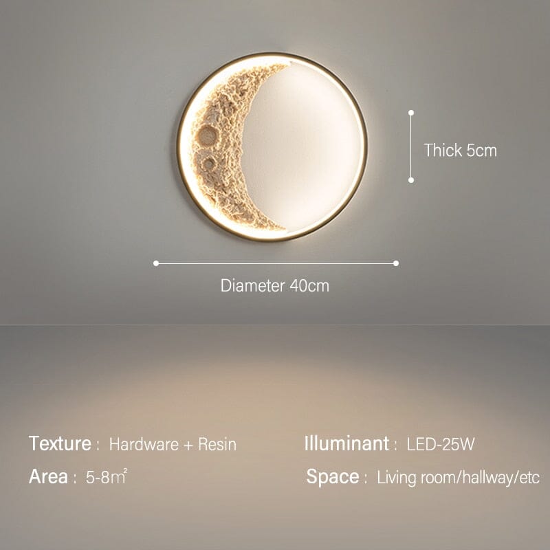 Lampa ścienna, okrągły design w stylu księżyca, ściemnialna na pilota, 3 rozmiary