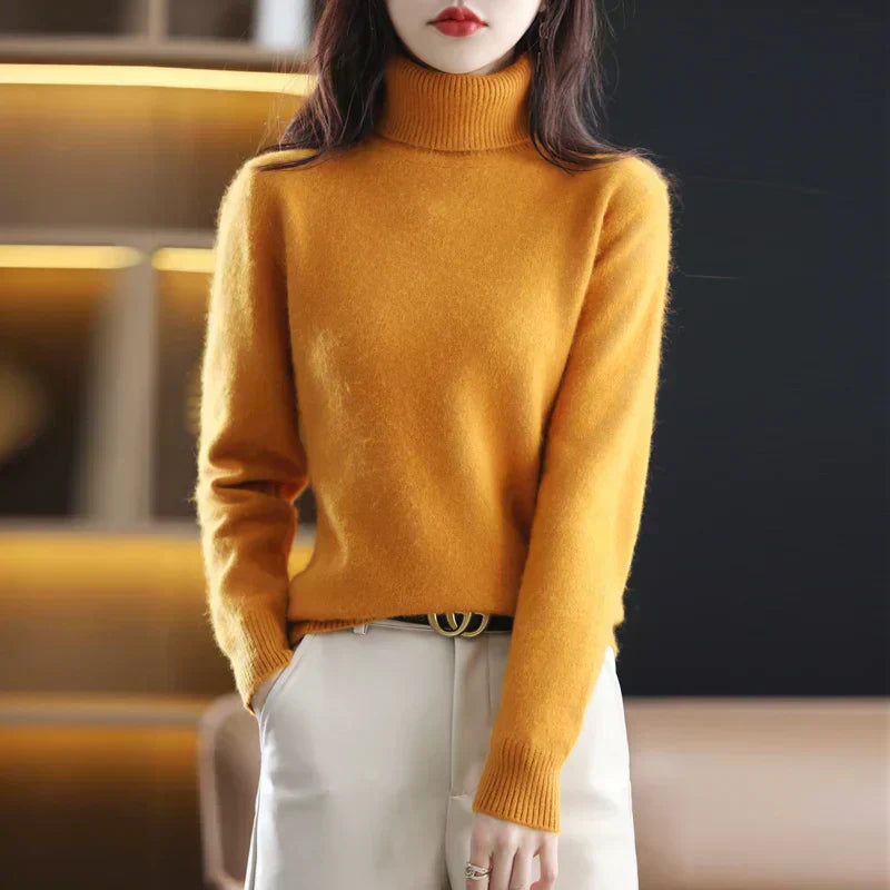Nyorelle ハイネックカシミヤセーター、女性向けフィットニットプルオーバー