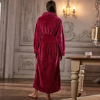 CozyNest Thermal Flannel Maternity Robe, Extra-Long Fit
