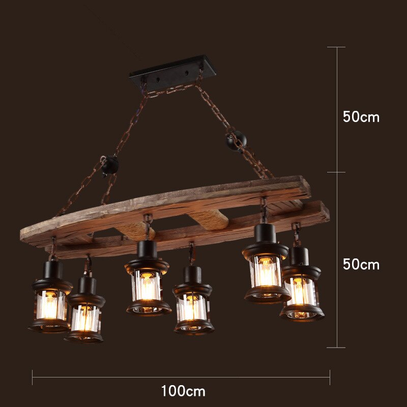 Industrial Wood & Iron Pendant Ceiling Light, E27 LED Compatible