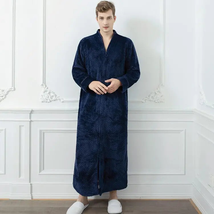 CozyNest Thermal Flannel Maternity Robe, Extra-Long Fit