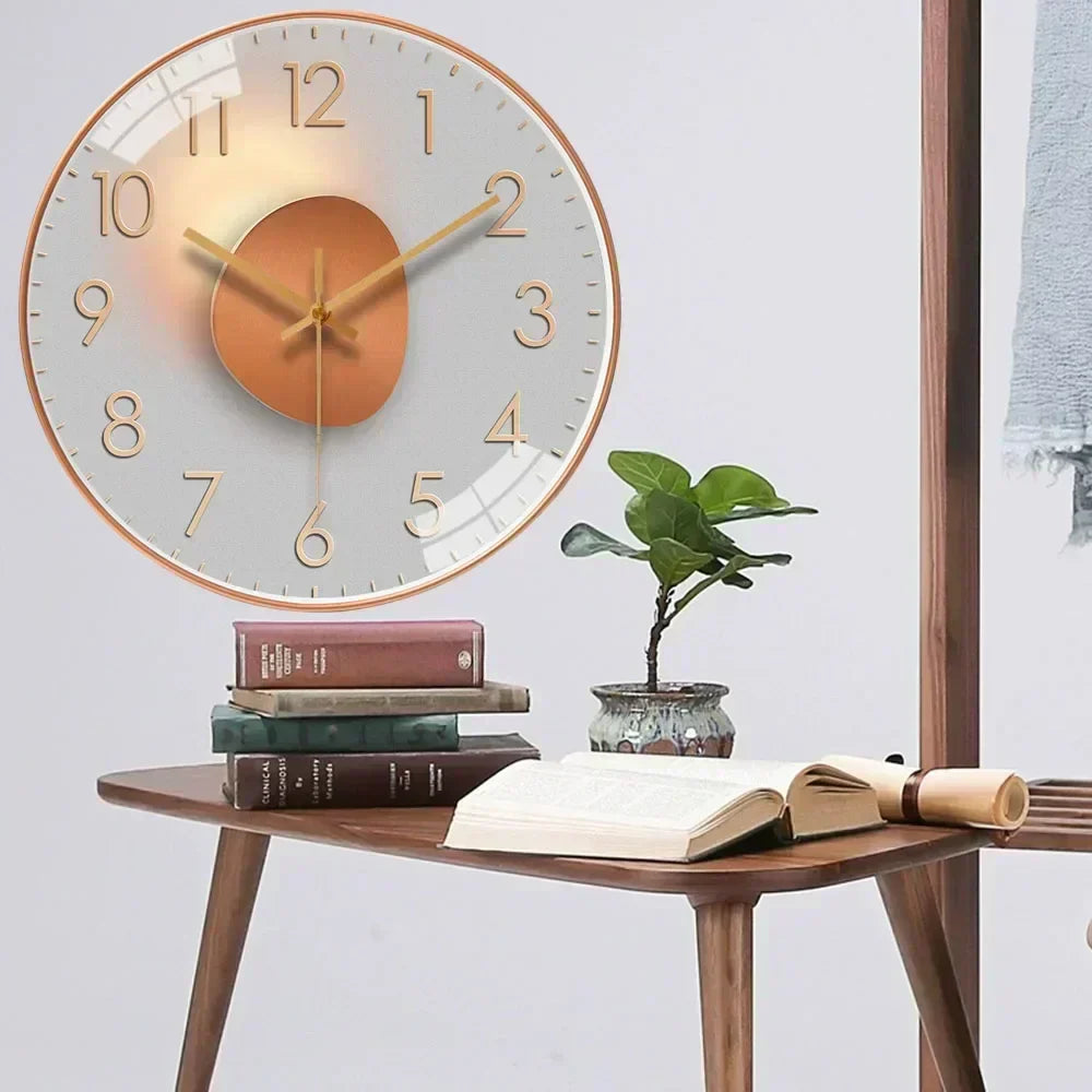 Lautlose, nicht tickende Wanduhr mit klassischem rundem Zifferblatt für Schlafzimmer oder Büro