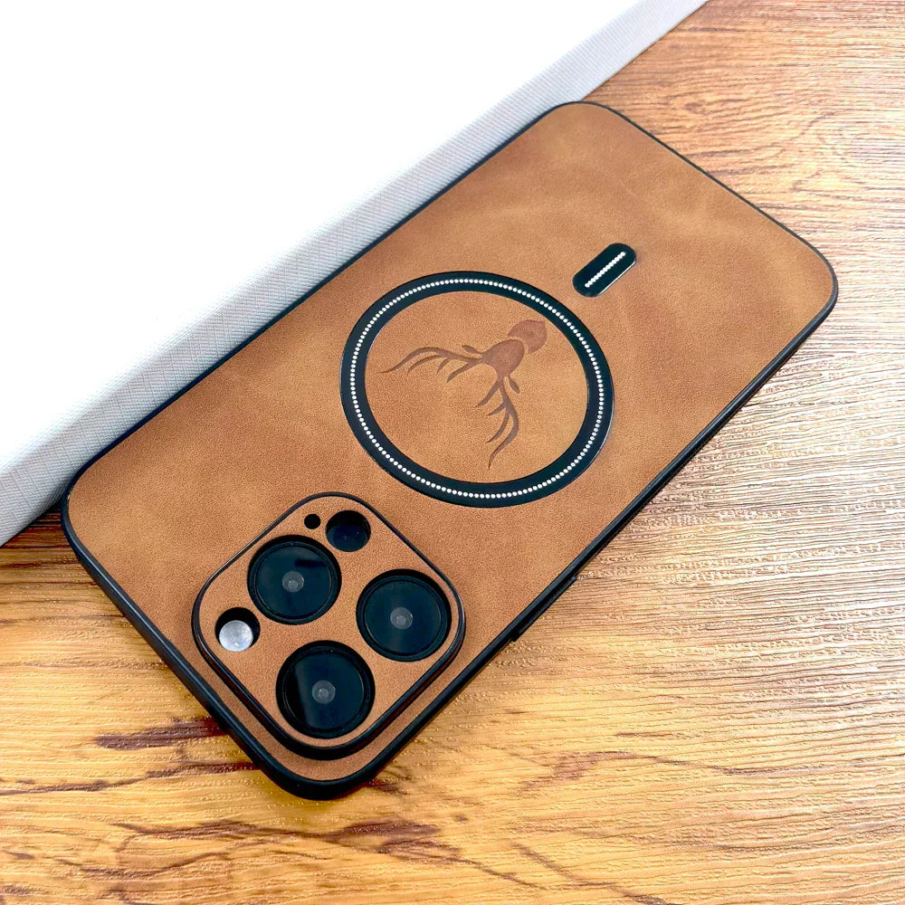 Cedar Vale Faux Leather iPhone Case with MagSafe, Deer Emblem