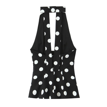Top à pois Chloé⎮Noir Riviera
