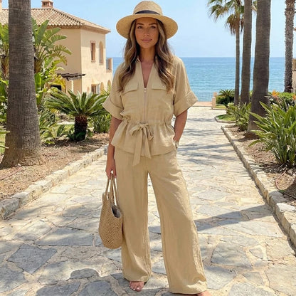 Ensemble Cozy Éclat I Duo Chemise Zippée & Pantalon Fluide