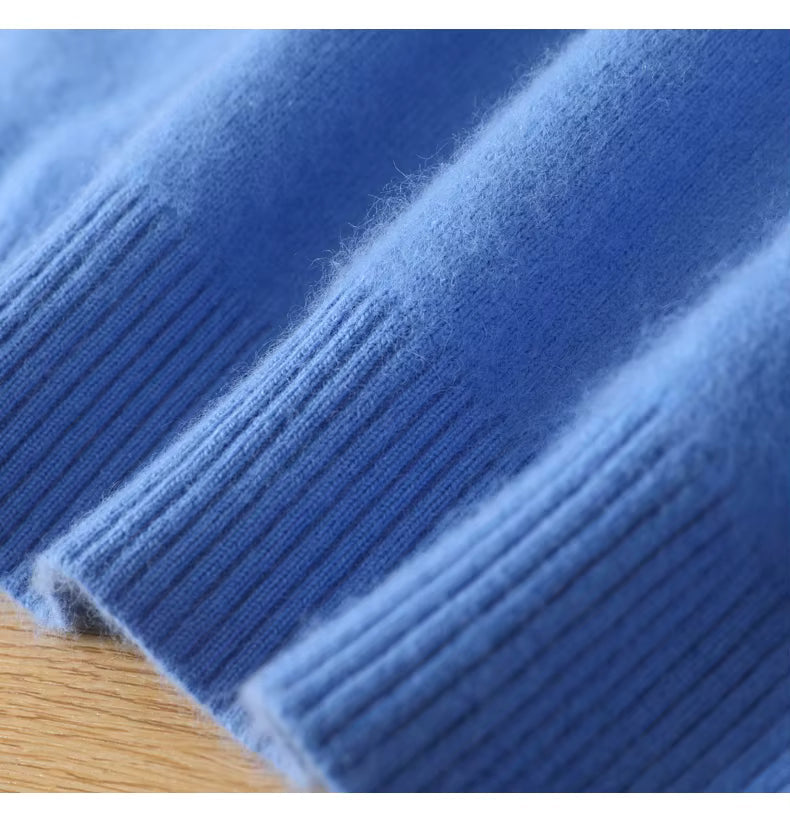 Lyra Herrenpullover aus 100 % Kaschmir, Rundhalsausschnitt, japanischer Strick