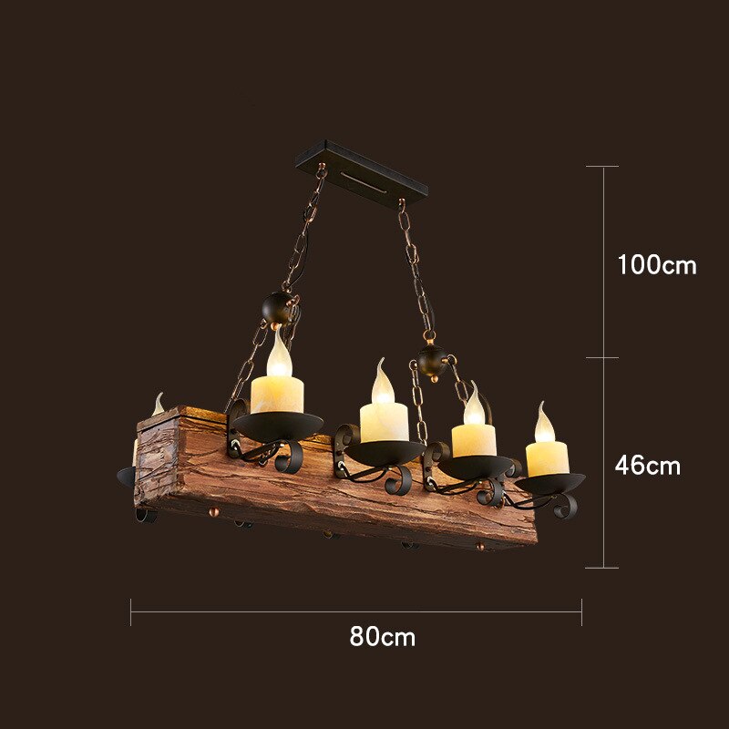 Industrial Wood & Iron Pendant Ceiling Light, E27 LED Compatible
