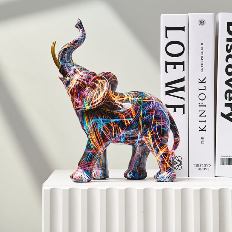 Aurella Hand-Painted Resin Elephant Figurine, Nordic or Graffiti
