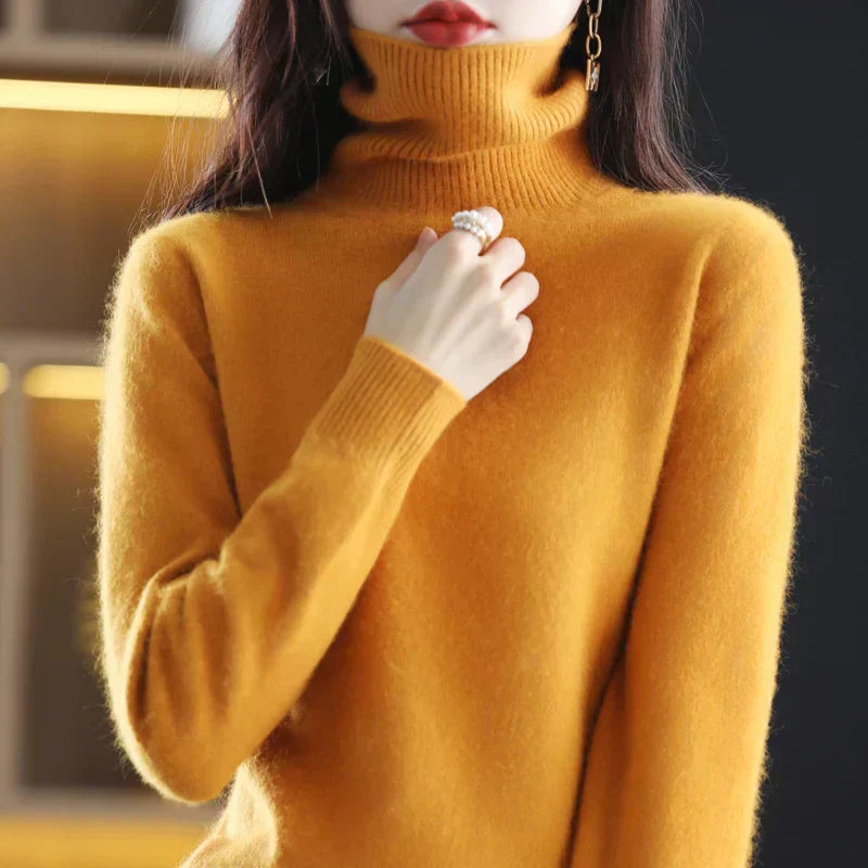 Nyorelle ハイネックカシミヤセーター、女性向けフィットニットプルオーバー