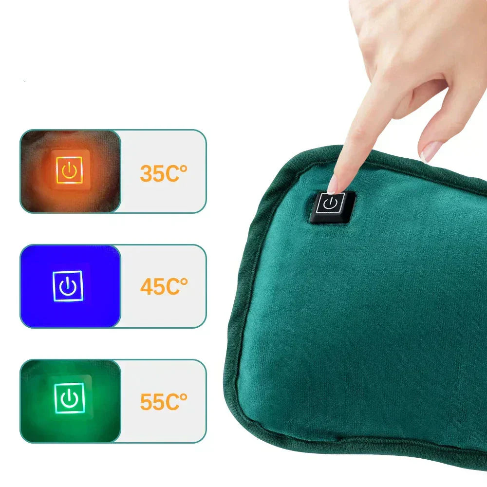 Varmepude, USB-genopladelig bærbar varmer, lysegrå eller grøn, CozyGlow