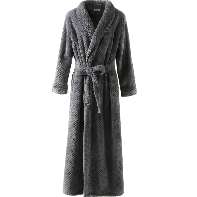 CozyNest Thermal Flannel Maternity Robe, Extra-Long Fit