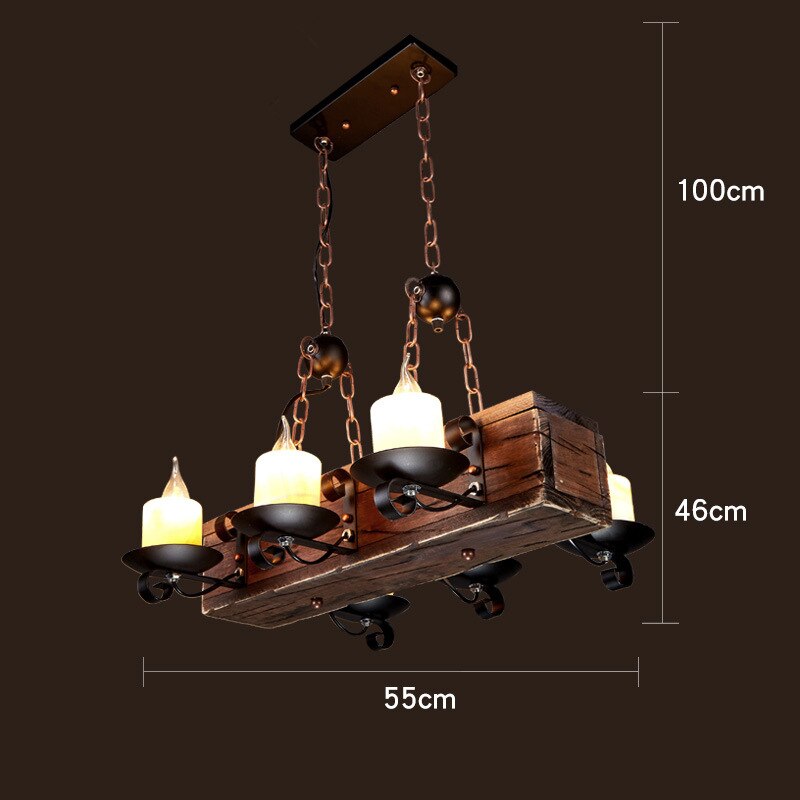 Industrial Wood & Iron Pendant Ceiling Light, E27 LED Compatible