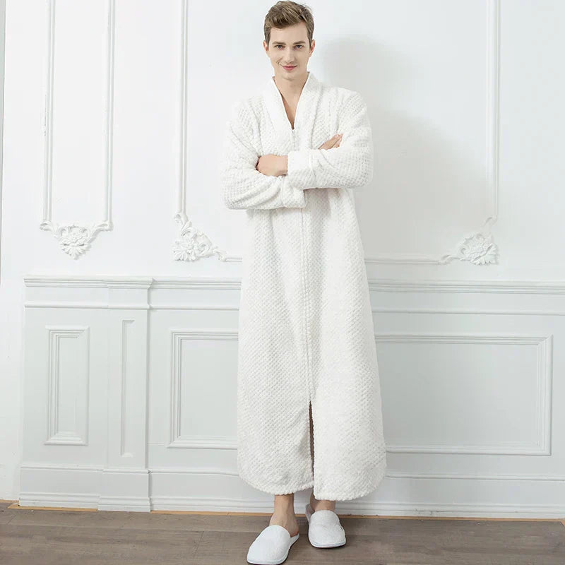 CozyNest Thermal Flannel Maternity Robe, Extra-Long Fit