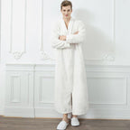 CozyNest Thermal Flannel Maternity Robe, Extra-Long Fit