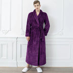 CozyNest Thermal Flannel Maternity Robe, Extra-Long Fit