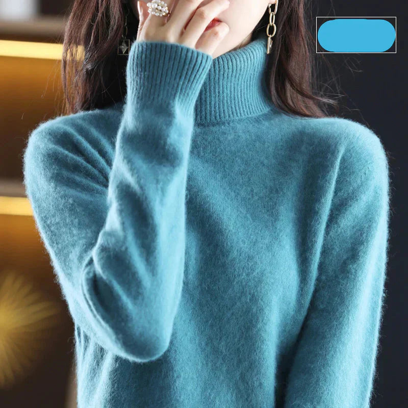 Nyorelle ハイネックカシミヤセーター、女性向けフィットニットプルオーバー