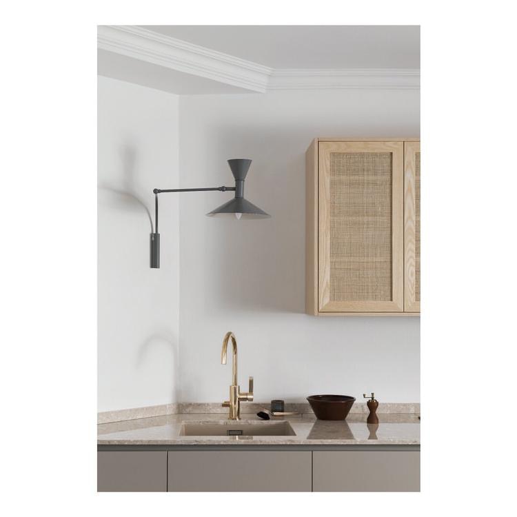NovaSwing Wall Lamp, Swing-Arm Reach, Plug-In With Frosted Shade