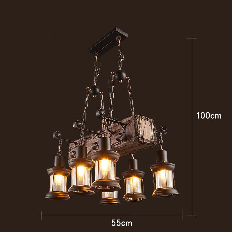 Industrial Wood & Iron Pendant Ceiling Light, E27 LED Compatible