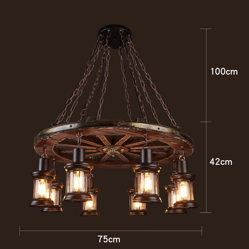 Industrial Wood & Iron Pendant Ceiling Light, E27 LED Compatible