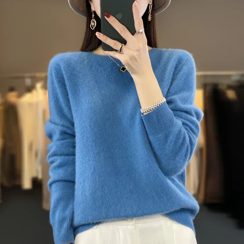 Astraweave Damenpullover aus Merinowolle mit Rundhalsausschnitt für alltägliche Wärme