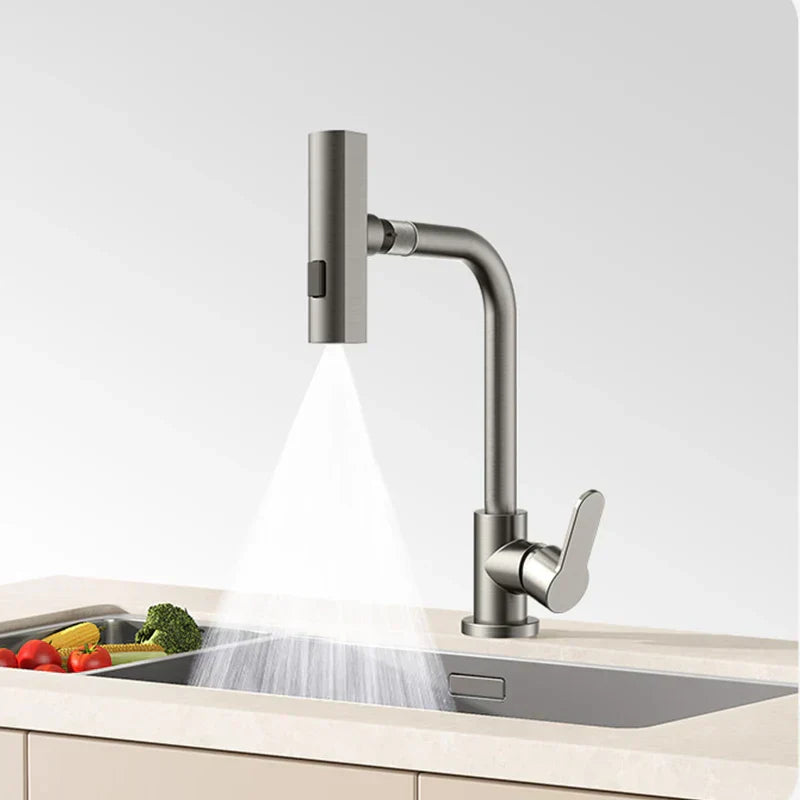 Torneira de cozinha AeroCascade com fluxo em cascata e bica giratória para bancada