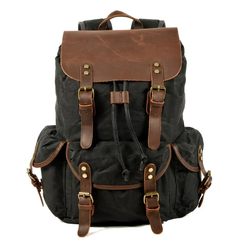 Ridgeway gewaxte canvas reistas met leren accenten, 23L inhoud