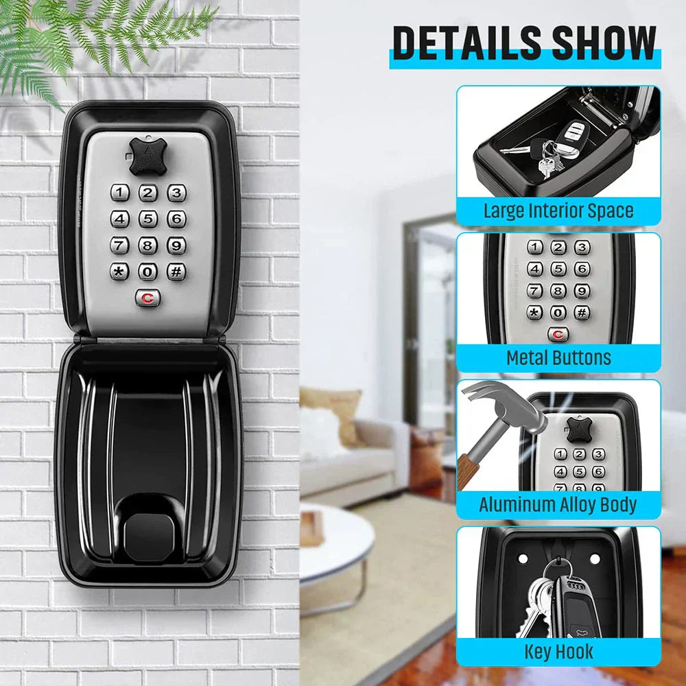 KeyGuard időjárásálló, falra szerelhető kulcsszéf 4 számjegyű zárral