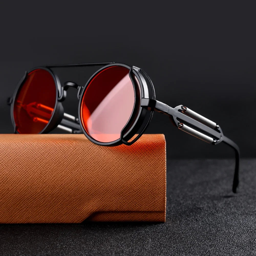FluxNova Rogue Fusion Round Mirror Sunglasses With Gear Detailing