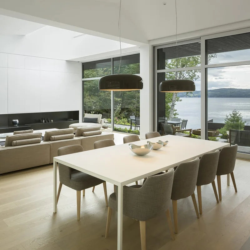 Závěsné svítidlo FjordLume, severský kulatý design, 3 velikosti v černé nebo bílé barvě