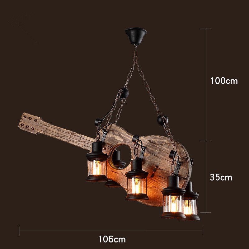 Industrial Wood & Iron Pendant Ceiling Light, E27 LED Compatible