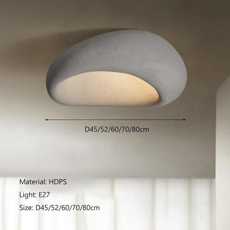 Wabi-Sabi loftlampe med stofskærm og nikkelfinish