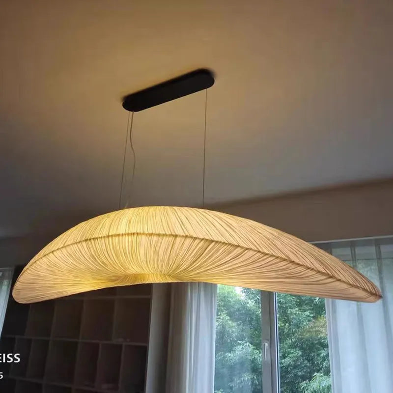 Aurelia Hand-Knitted Fabric Pendant Light for Hallways, White & Beige