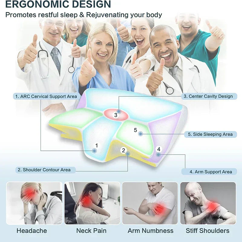 Oreiller cervical ergonomique SomniEase profilé en mousse à mémoire de forme, avec soutien du cou