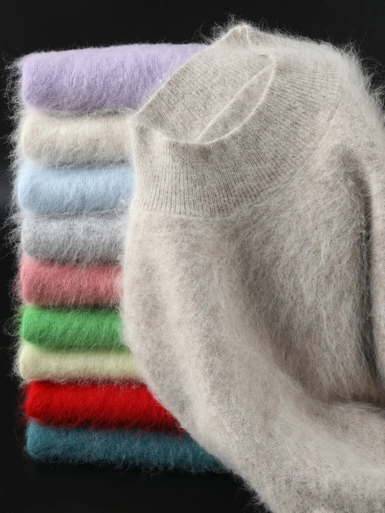 Lyra damesweater i 100 % kashmir, rund hals, 10 farver