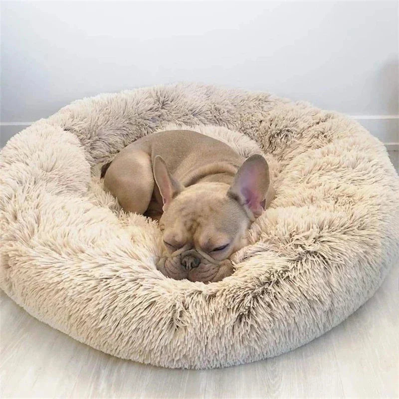 CozySphere Plush Round Pet Bed, Non-Slip Washable Base for Cats and Dogs