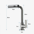 Torneira de cozinha AeroCascade com fluxo em cascata e bica giratória para bancada