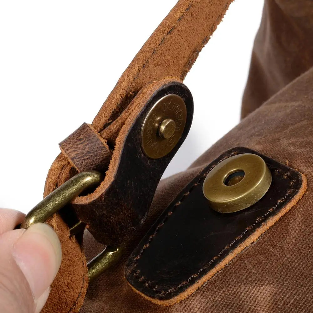Ridgeway gewaxte canvas reistas met leren accenten, 23L inhoud