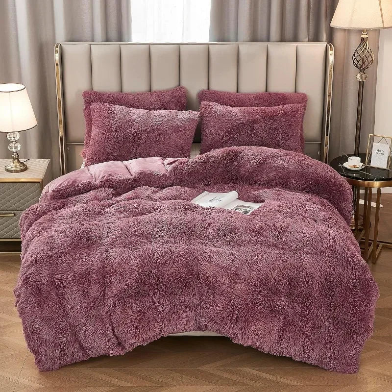 Set copripiumino in ecopelliccia Silvara, federe in peluche morbido come il velluto