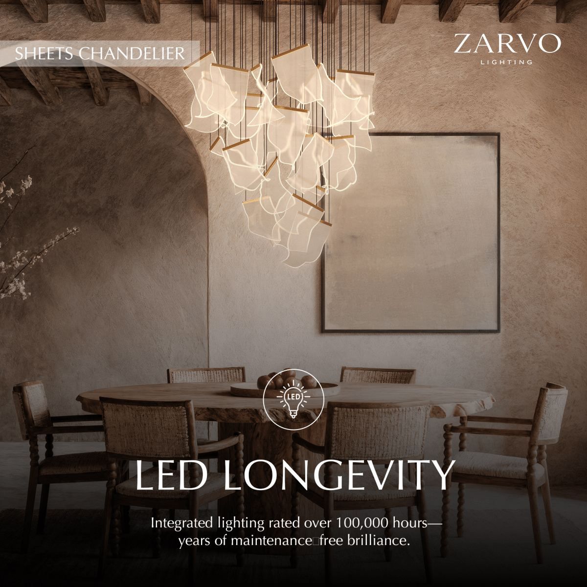 Akrylový vrstvený závěsný lustr LumenWeave s rozptýleným světlem