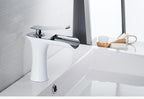 Grifo de lavabo de baño tipo cascada, cuerpo de latón, acabado cromado