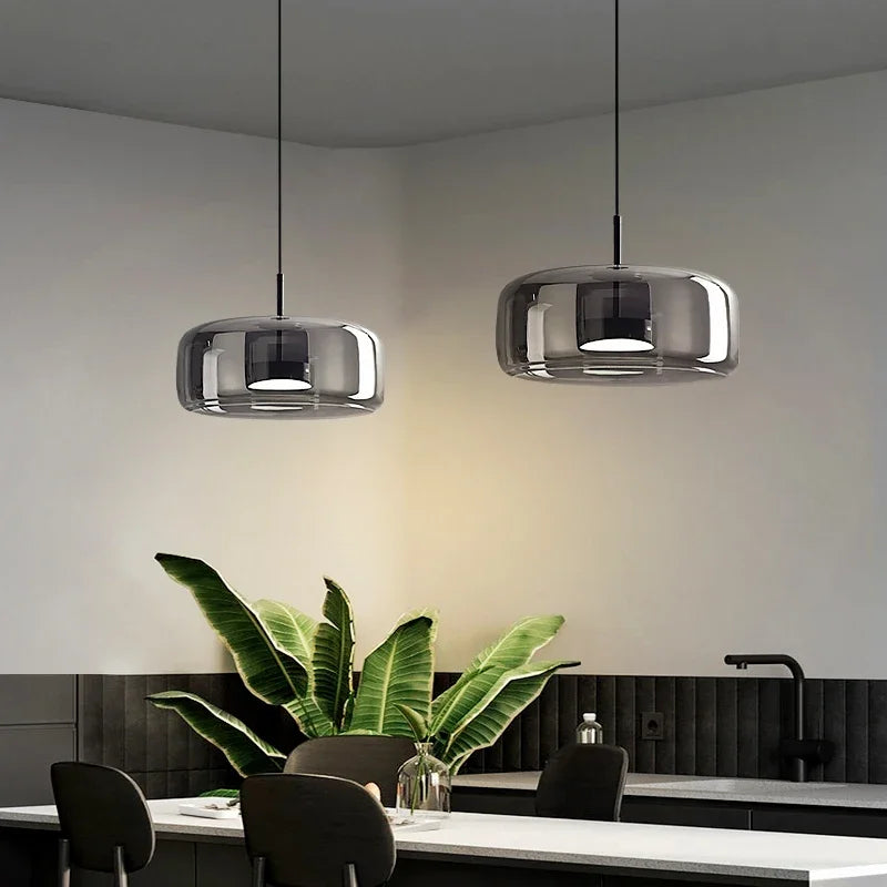Candeeiro de Teto Dome SleekChic, Vidro Fosco, Regulável