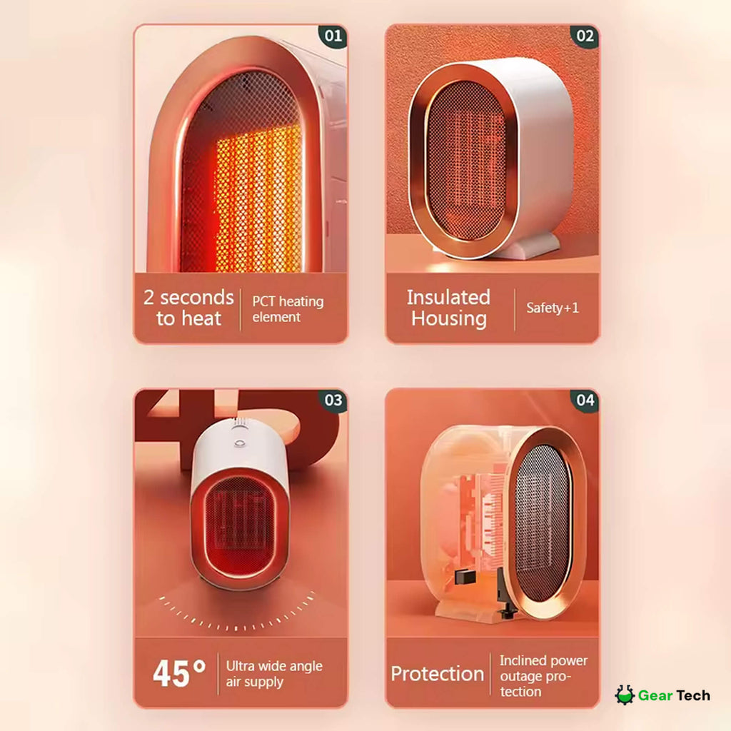 Riscaldatore Elettrico Compatto in Ceramica PTC per Spazi Ridotti, NexaHeat