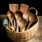 Ensemble d’ustensiles de cuisine en bois naturel ForestCraft pour cuisiniers amateurs