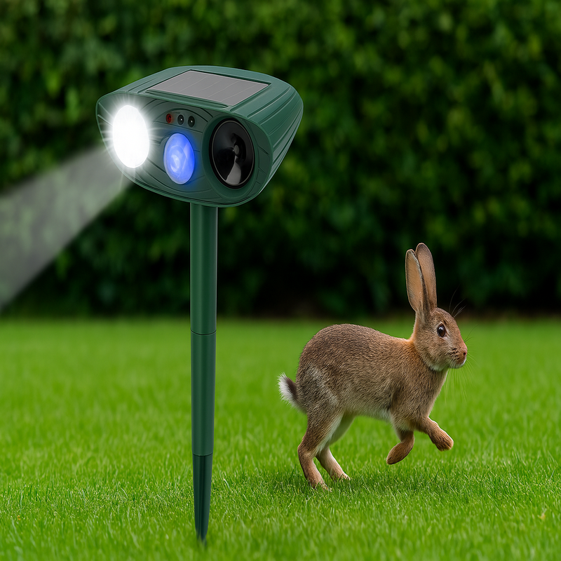GardenGuard napelemes nyúlriasztó villogó fényű karókkal
