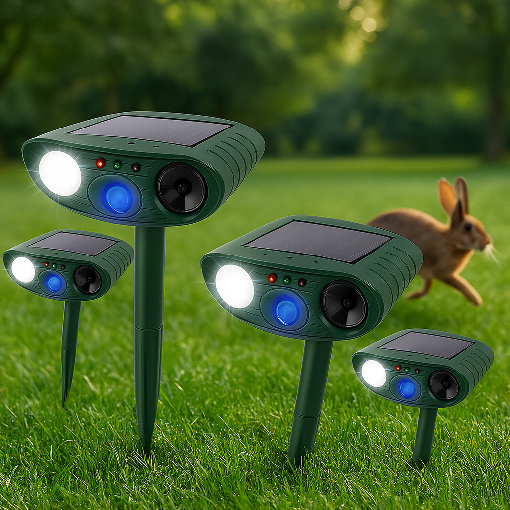 Rabbit Repeller, Solar-Powered Ultrasonic Garden Stake With Flashing Light