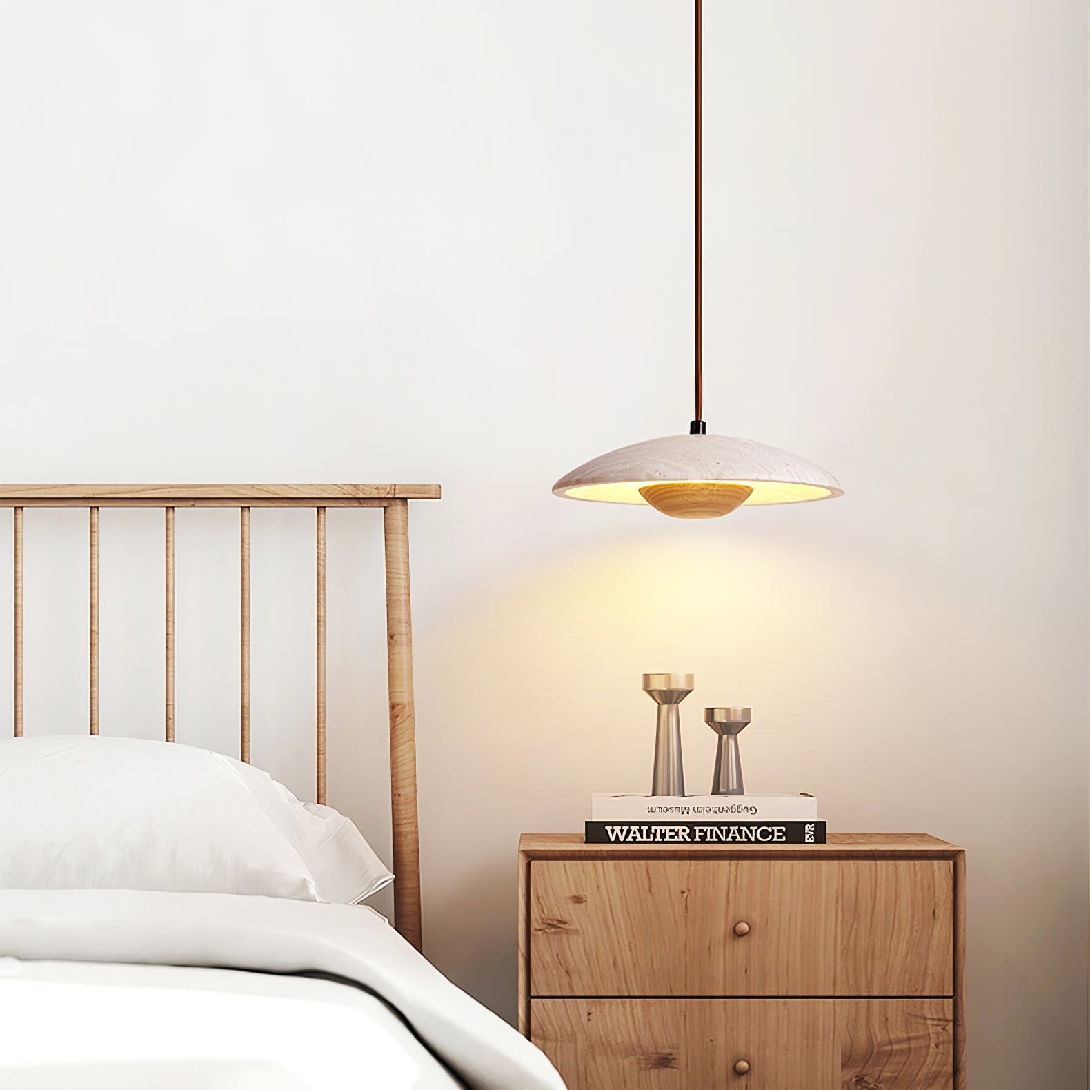 Zodore Wide-Brim Travertine Pendant Light | Fioriscas