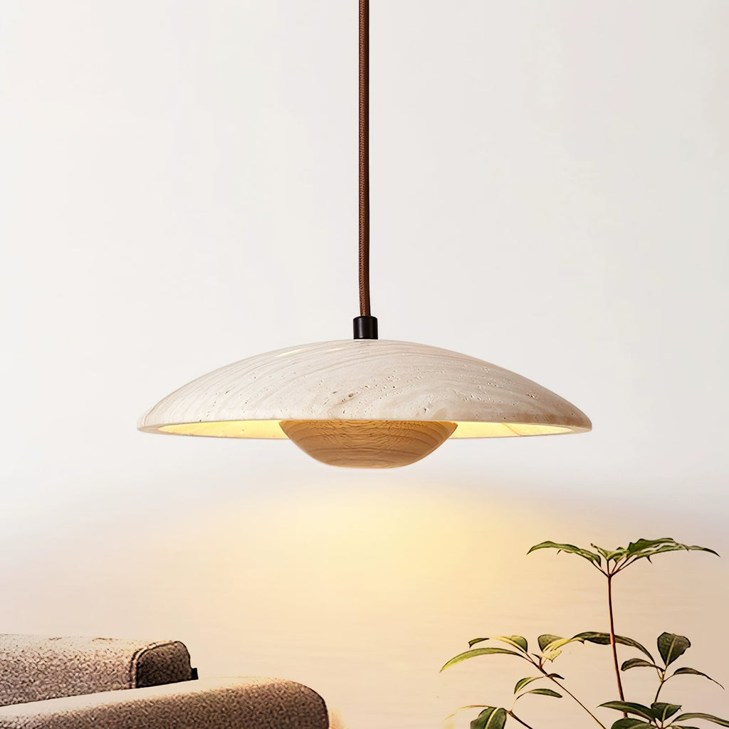 Zodore Wide-Brim Travertine Pendant Light | Fioriscas
